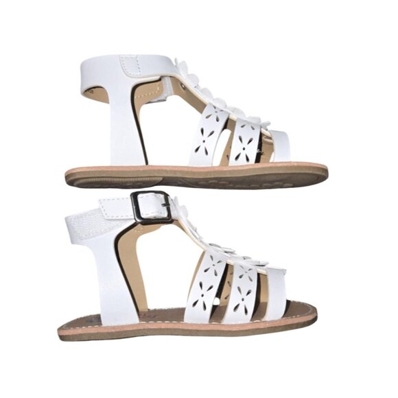 Toddler Girls White Flower Gladiator Sandals 7M With Floral Cutout Design & Ankl - Picture 2 of 4
